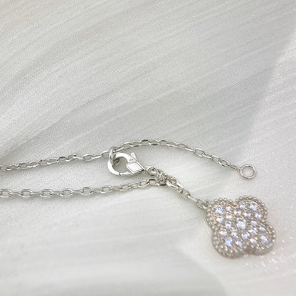 [Love More]CLOVER 5 MOTIFS SILVER DIAMONDS NECKLACE