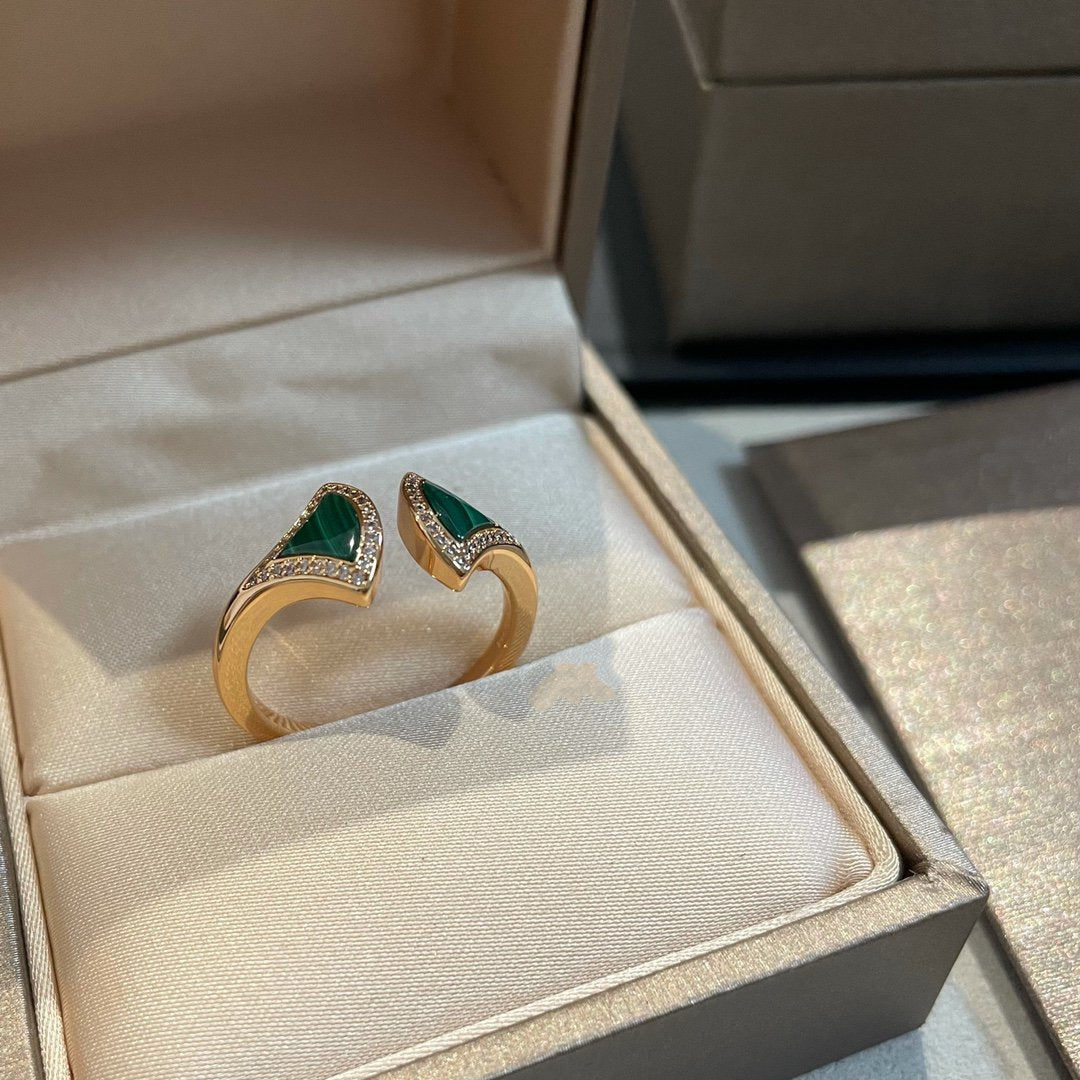 [Love More]DREAM MALACHITE DIAMOND OPEN RING