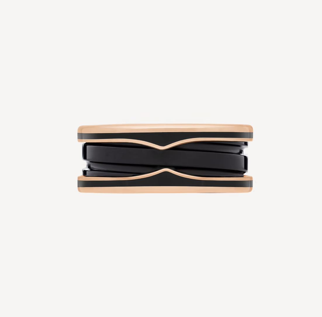 [Love More]ZERO 1 TWO-BAND WITH MATTE BLACK CERAMIC PINK GOLD RING