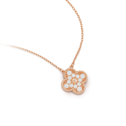 [Love More]CLOVER 15MM DIAMOND SINGLE FLOWER NECKLACE