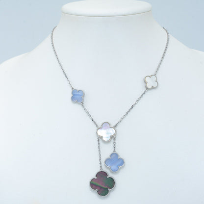[Love More]CLOVER MOP CHALCEDONY NECKLACE SILVER 6 MOTIF