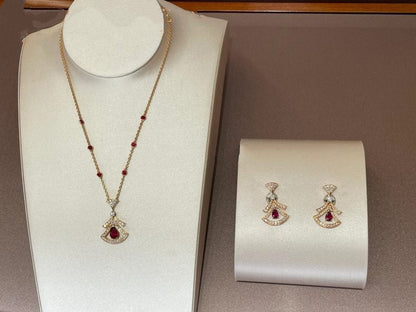 [Love More]DREAM NECKLACE CARNELIAN DIAMOND PINK GOLD