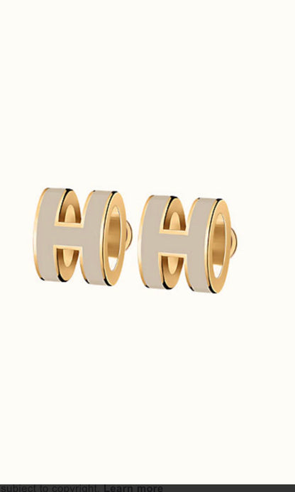 [Love More]MINI POP H GOLD EARRINGS GREY