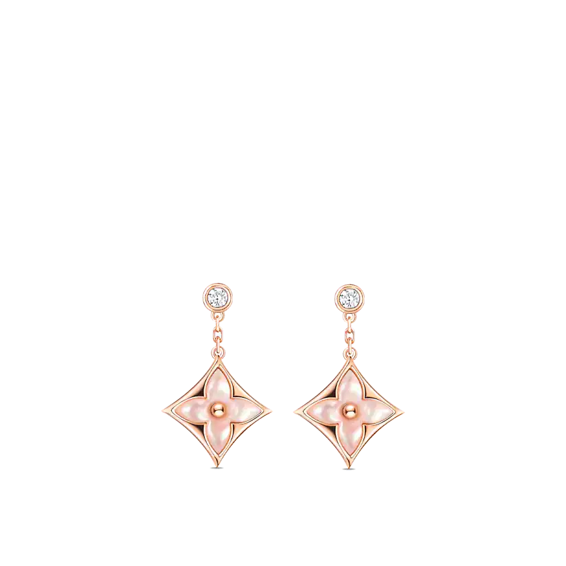 [Love More]DOUBLE STAR PINK GOLD MOP DROP EARRINGS